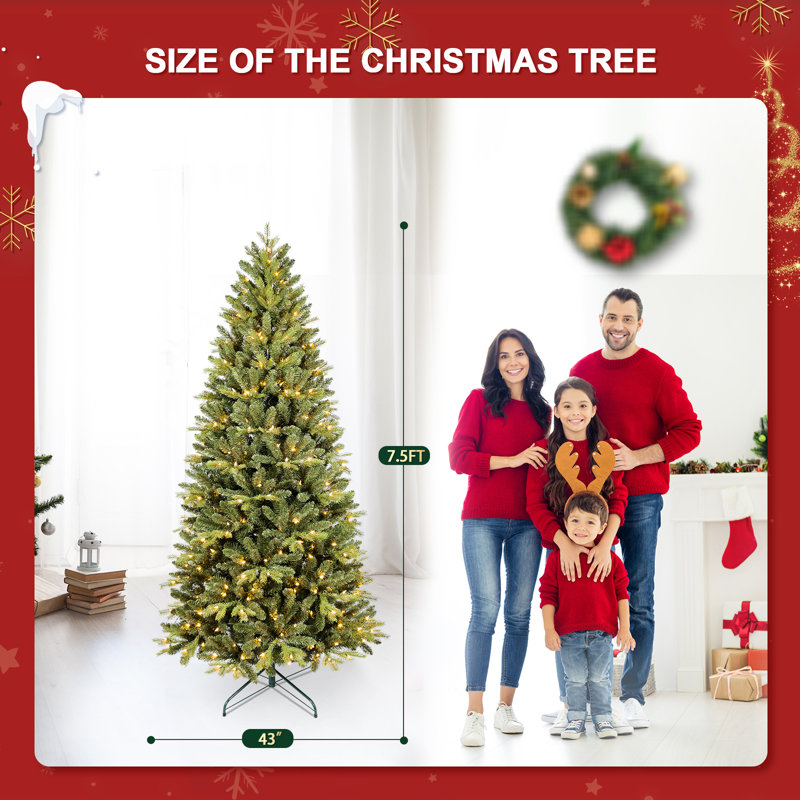 Sapin de Noël artificiel pré-éclairé, 7.5'