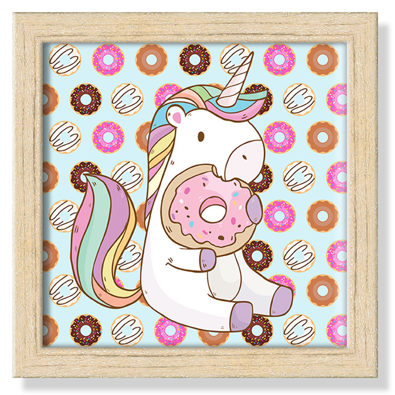 Adhésif décoratif beigne licorne, H 8 po x l 8 po x P 1,18 po, Encadré de boîte beige