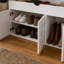 100cm Entryway Shoe Bench with Linen Cushion - Hidden Storage & 2-Tier Rack - White