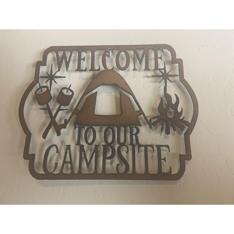 Plaque en métal «Welcome to our camping»