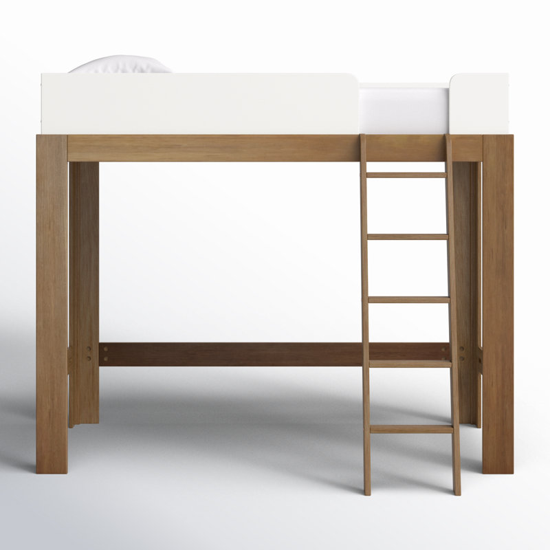 Lit mezzanine simple en bois massif Ambur, Brun / Blanc