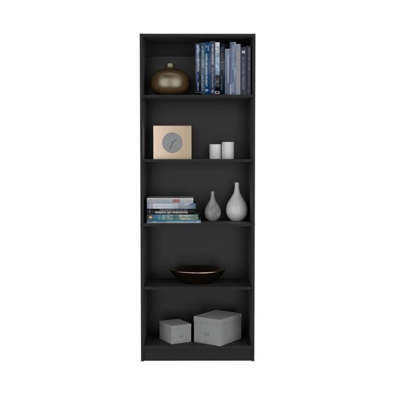 Bibliothèque à 4 tablettes, noir, bureau, Noir, 4