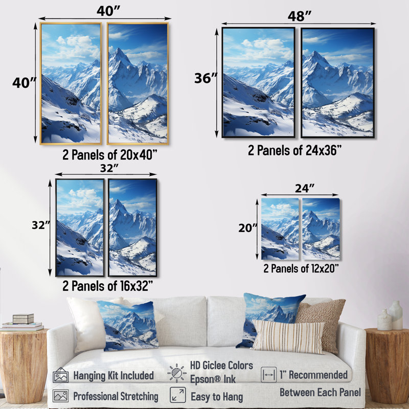 «French Snowy Peaks In The Alpes II», impressions sur toile, paysages de France, 40" H x 40" W, Wrapped Canvas