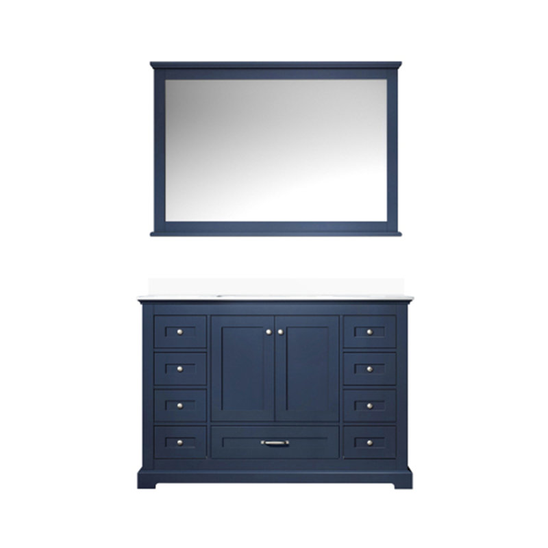 Meuble-lavabo simple.  Plateau en marbre de culture et miroir, Bleu marine