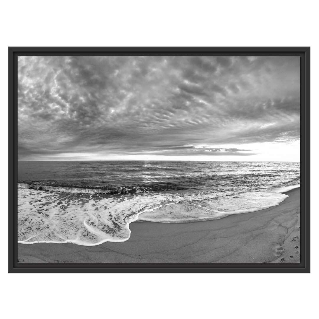 Gerahmtes Wandbild Strandufer Kunst B&W