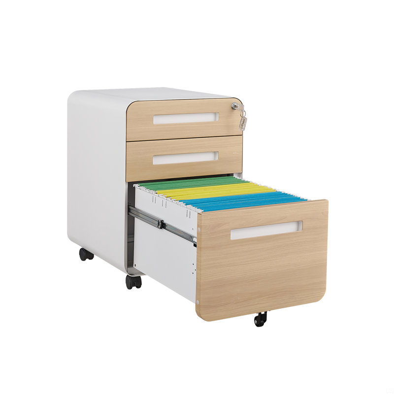 3 Drawer Mobile File Cabinet Under Desk Office,Simple Style Versatile Storage Cabinet, White