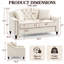 Causeuse Chesterfield de 58,5 po de largeur avec dossier incurvé capitonné, garniture cloutée, pieds en bois massif et 2 coussins décoratifs-268806668