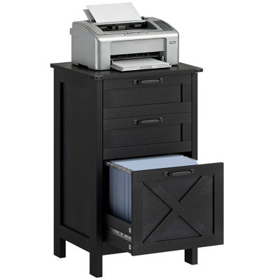 3 Drawer File Cabinet Filing Cabinet for A4 Letter Size Black,wood