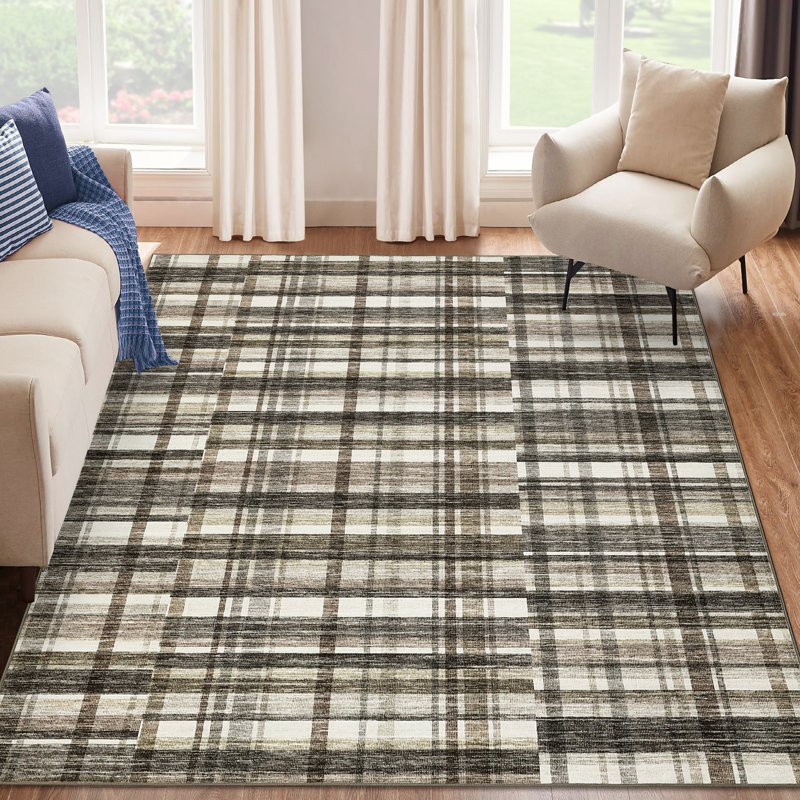Modern Striped Area Rug Area Rug Washable Rugs Stain Resistant Easy Cleaning Non Slip Floor Cover Ultra Carpet for Home Decor
