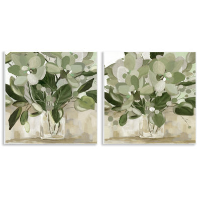 Modern Earth Tone Bouquets 2 Piece Wall Plaque Art Set, design by Carol Robinson