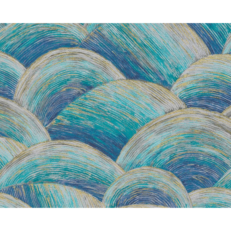 Rouleau de papier peint L 33 pi x l 21 po Didar, Noir / bleu / or