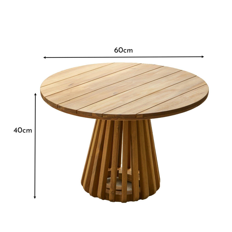 Hopley Round Outdoor Coffee Table - 60 cm W 60 cm D, White Acacia