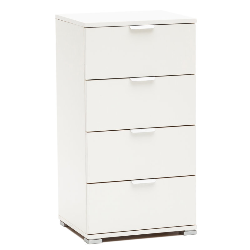 Drasner 45cm W 4 - Drawer Chest of Drawers, White Lacquered