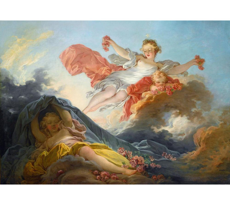«The Goddess Aurora Triumphing over Night» par Jean-Honoré Fragonard - Toile tendue avec châssis, H 24 po x l 17 po