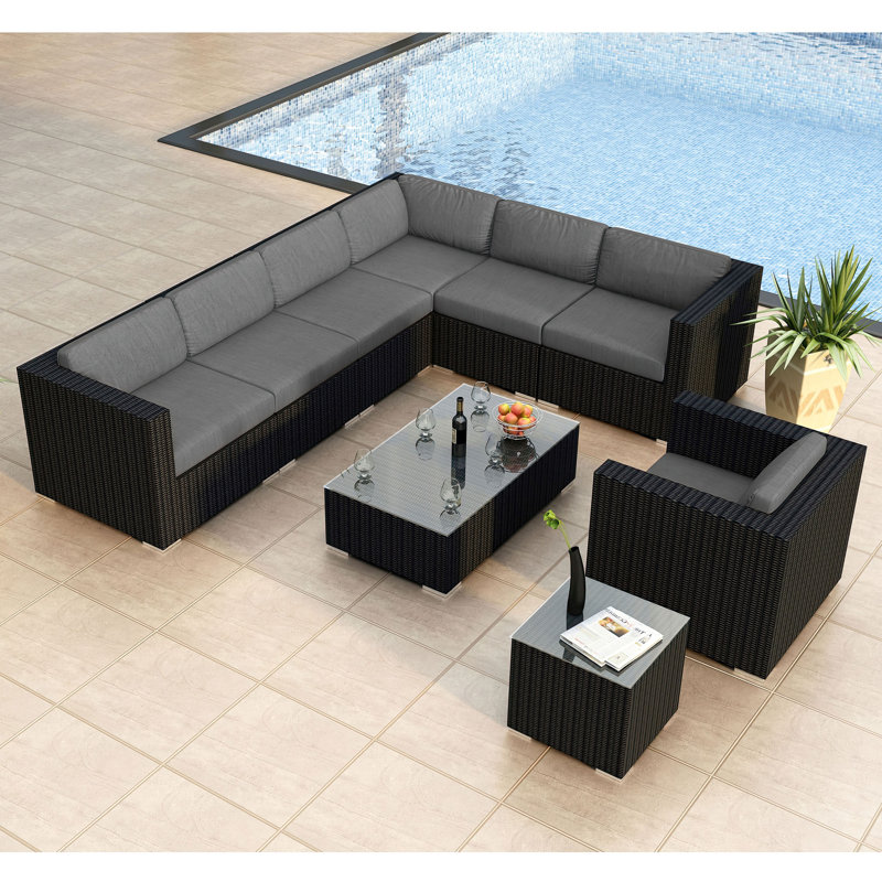 Urbana Outdoor 9 - Piece Conversation Set, Spectrum Peacock Sunbrella® Plainweave