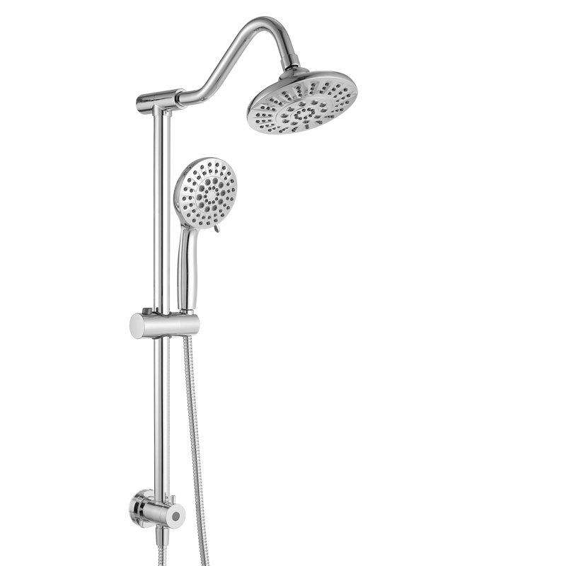 Dual-Head Fixed Shower Head And Silding Bar Handheld Shower Head, Polished Chrome