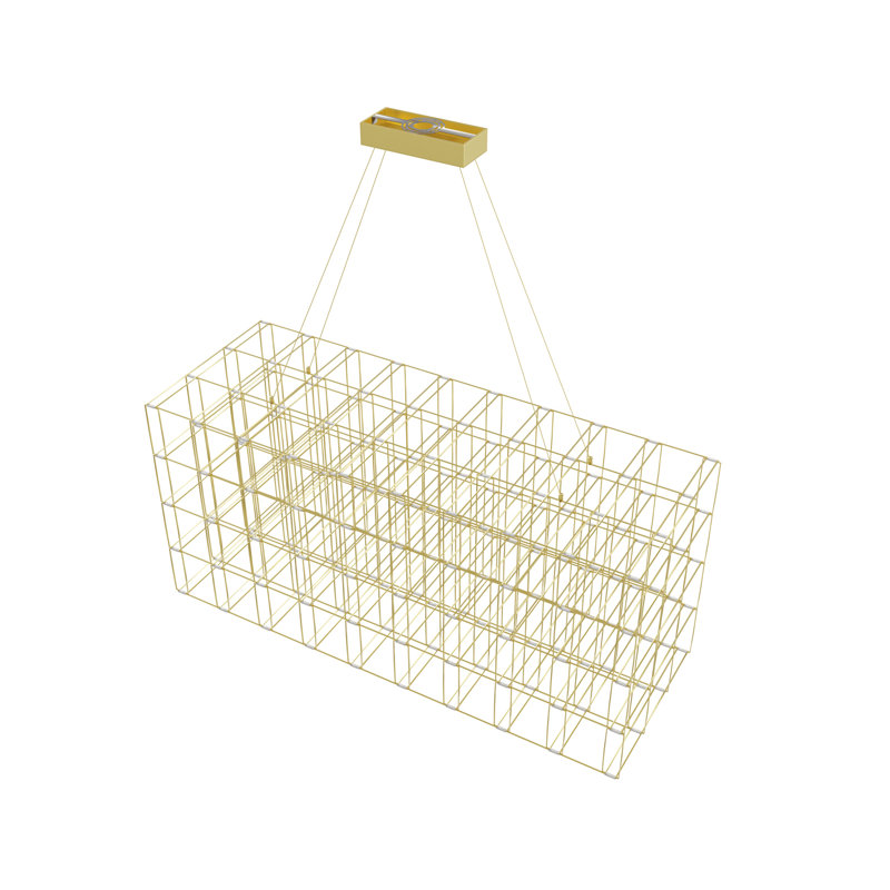 200 - Light Unique Rectangle LED Chandelier, Gold, 200