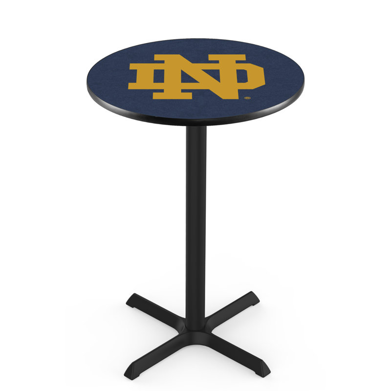 NCAA Round Metal Base Dining Table, Notre Dame - Leprechaun