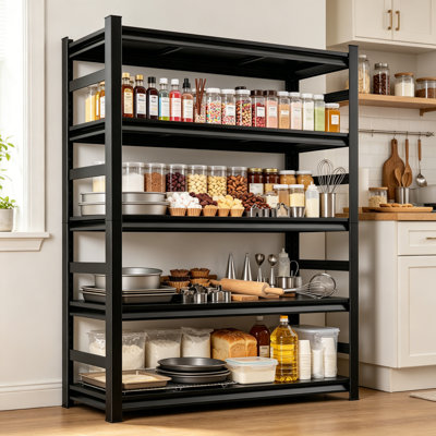 5-Tier Adjustable Metal Baker's Rack,36"Wx72"H Kitchen Storage Rack,3600lb Heavy Duty Rust-Resistant Industrial Shelf,Microwave Stand with Thickened Double-Layer Posts,Space Saver for Basement Pantry Bathroom Laundry Shop Garage Office Warehouse,16"D