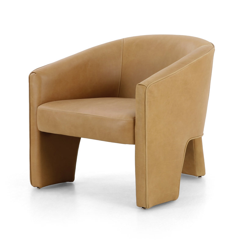 Fae Barrel Chair, Palermo Butterscotch Genuine Leather