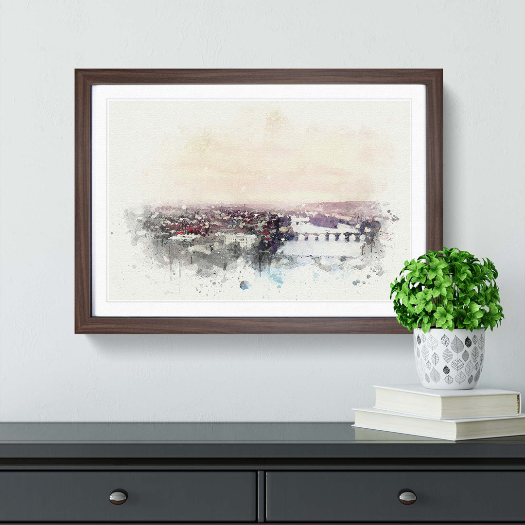 Prague Czech Republic Skyline in Abstract - Framed Print