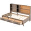 Lit de jour simple de couleur antique en bois antique avec tablettes, planche de liège, ports et 3 tiroirs - Solide pour la chambre à coucher-1279517594
