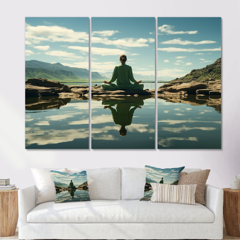 Ensemble de décoration murale Yogic Balance Horizon II - Yoga, Toile tendue, H 28 po x l 36 po x P 1 po