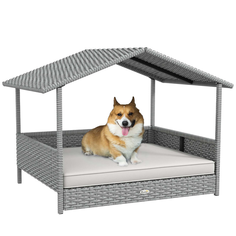 Niche pour chien polyvalente avec caractéristiques haut de gamme pour le confort des animaux de compagnie, Noir/gris