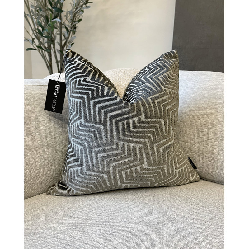 Calypso Velvet Cut Pillow Cover, 24" x 24", Black/Walnut