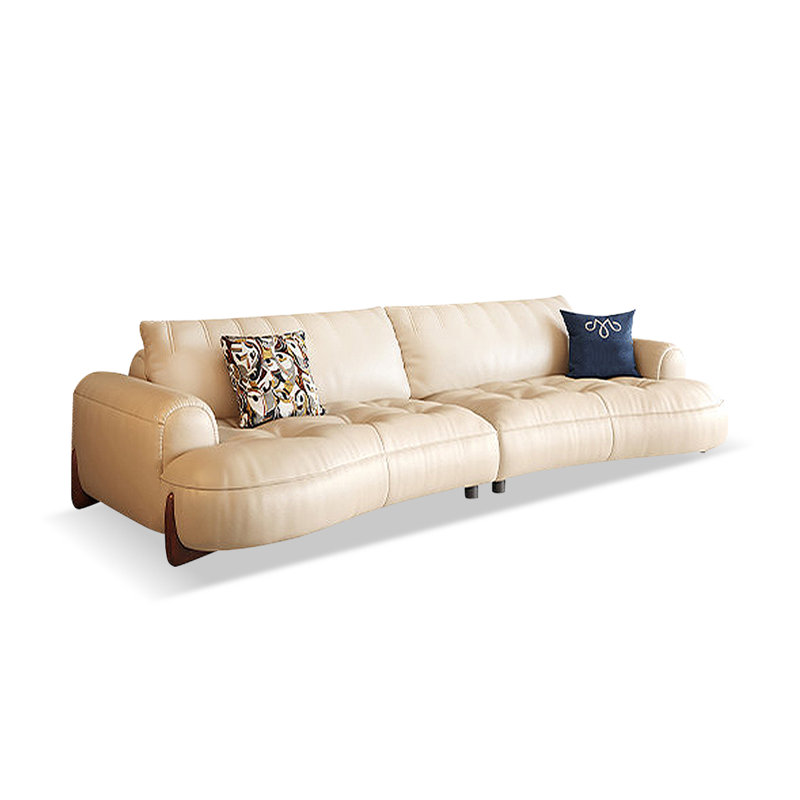 Causeuse-coussin modulaire en cuir véritable blanc