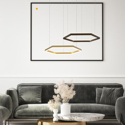 Hexa angular LED pendant luminaire dining table Direct or Indirect