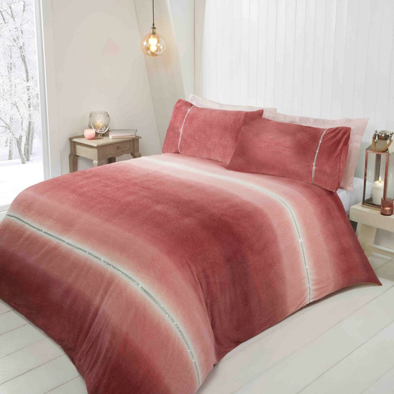 Aariyona Striped Duvet Cover Set with Pillowcases, Blush, Single - 1 Standard Pillowcase