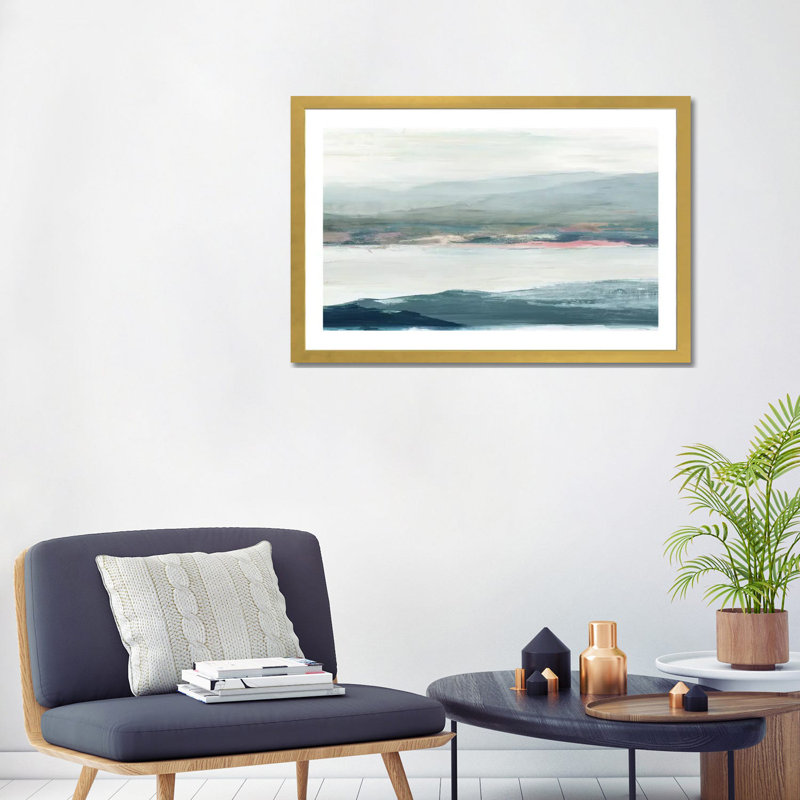 «Peaceful Mind II» par Allison Pearce - reproduction d'art, Papier encadré doré, H 24 po x l 32 po x P 1 po, Blanc