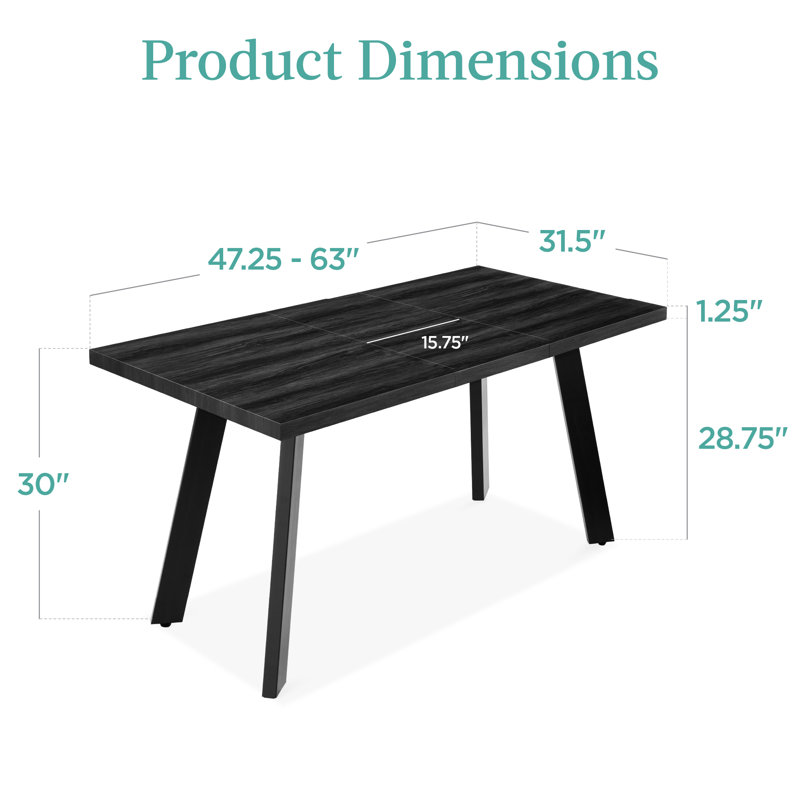 Natural Oak Extendable Dining Table with Black Steel Legs
