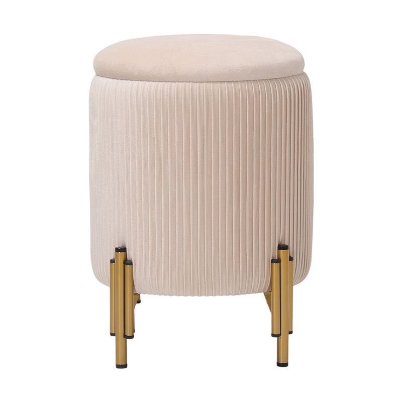 Solid Wood Accent Stool, Beige