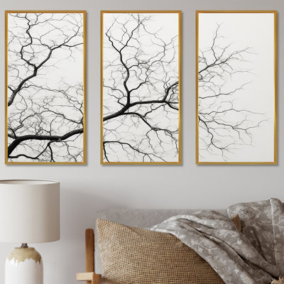 «Monocrhome Sycamore Tree Solitude», ensemble d'art mural sur toile Sycamore