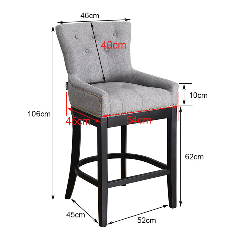 Jaeden Upholstered Counter Stool with Solid Wood Frame, Light Grey