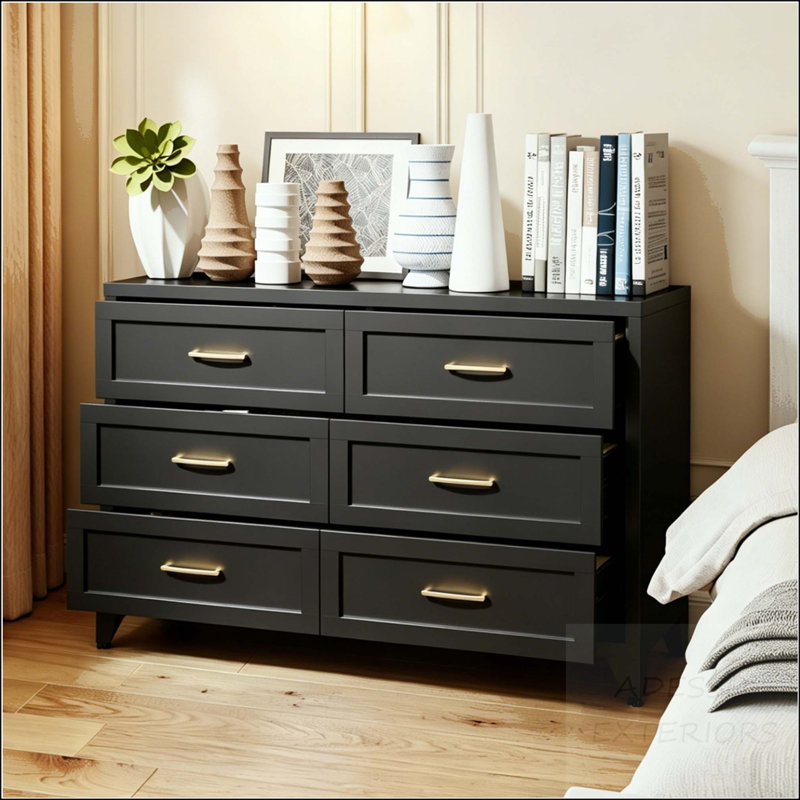 6-Drawer Metal Dresser - Heavy-Duty Steel with Eco-Friendly Design, Black