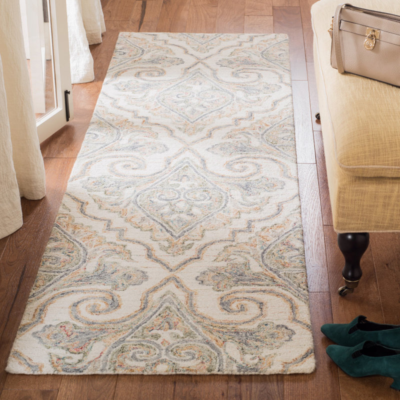 Prospe Hand Tufted Wool Floral Rug, Rectangle 2'3" x 8'