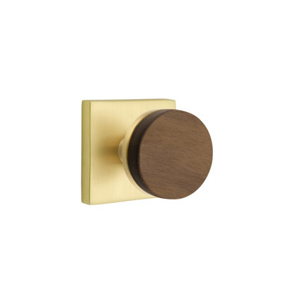 Ensemble de boutons de passage Emtek Select avec rosette carrée et tige conique, bouton en noyer foncé