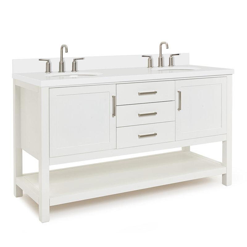 Ensemble de meuble-lavabo double 61 po Abby, Blanc