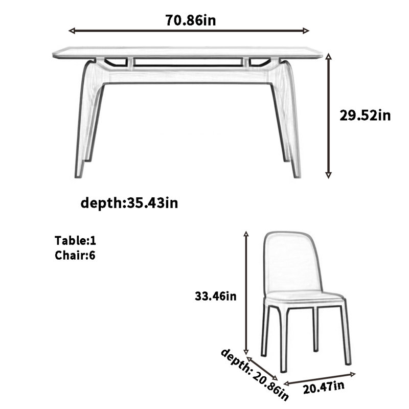 Combinaison de table et de chaise simplifiée