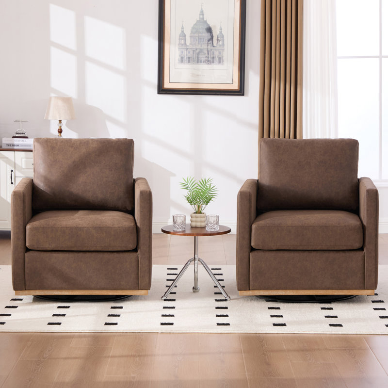 Fauteuil large pivotant rembourré (ensemble de 2), Café