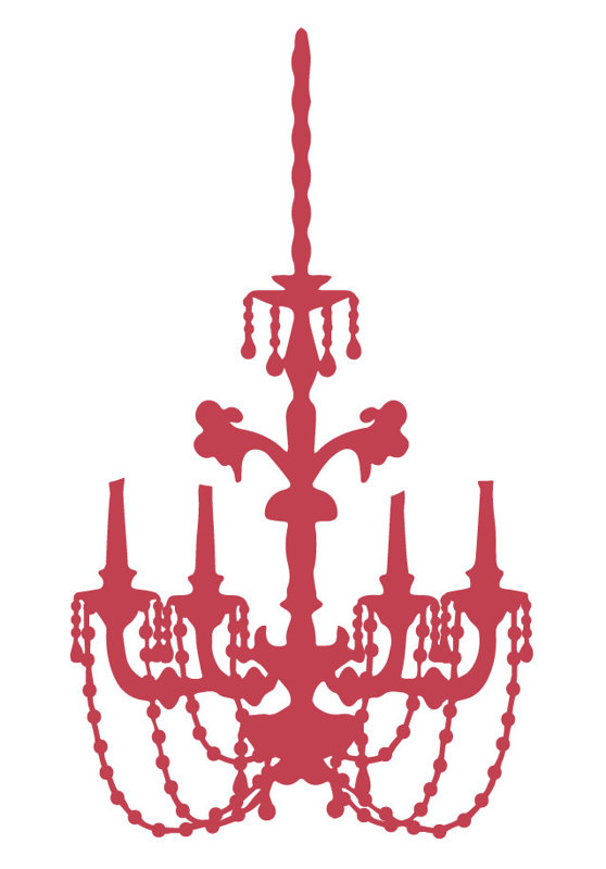 Décalcomanie murale lustre baroque, H 24 po x l 13 po x P 0,01 po, Rouge Dahlia