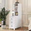 Table de bout d'angle avec 3 tiroirs, 2 tablettes réglables, grande table d'appoint avec station de charge USB et CA, blanc, date prévue de livraison