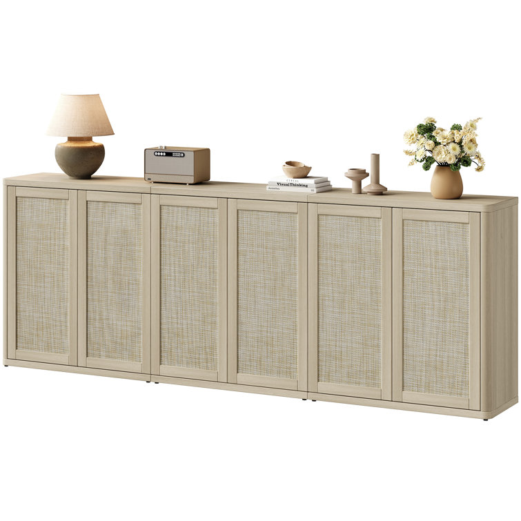 Consiglia 94.83'' Bohemian - Inspired Rattan Cabinet With Adjustable Shelves