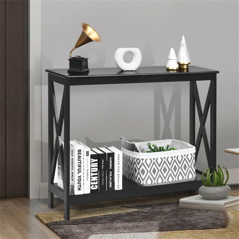Table d'appoint à 2 niveaux console X-design, Noir, noir, noir, noir
