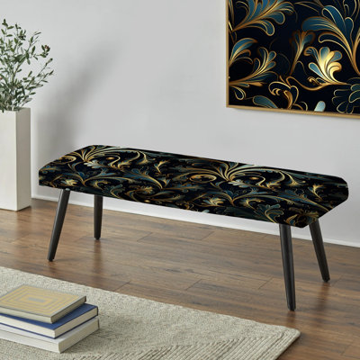 Banc rembourré noir Ikat