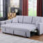 Canapé-lit modulaire réversible en lin 93 po gris clair avec méridienne de rangement et 2 tabourets