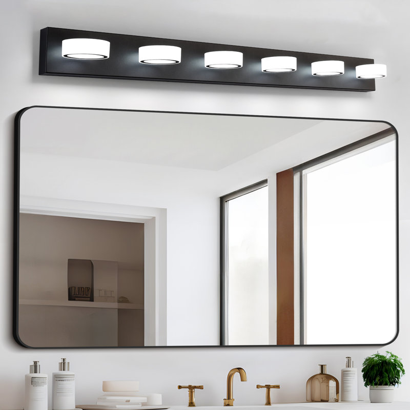 Éclairage pour meuble-lavabo à DEL Macfadden, haute transmittance et intensité variable avec rotation à 270 °, 6, Noir mat